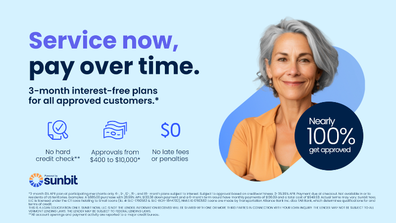 Sunbit at Lee Johnson Chevrolet: Service now, pay over time